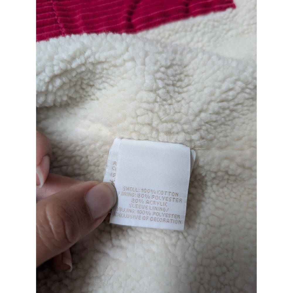 Tommy Hilfiger Pea Coat Women Petite S Corduroy Pink Faux Shearling Lining - Picture 9 of 13